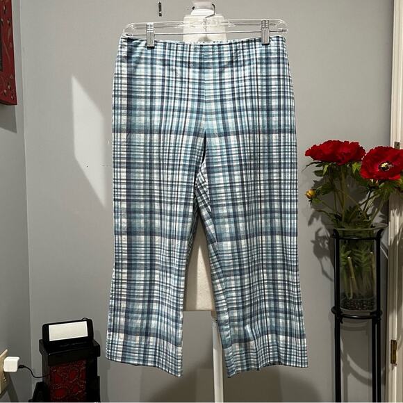NEW Brooks Brothers 346 Preppy Cotton Poplin Plaid Y2K Capri Yacht Pants 6 NWOT - Picture 1 of 16